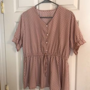 Pink blouse with black polka dots, short sleeves